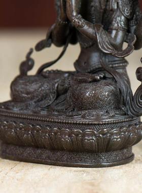 藏村 四臂观音铜像铜仿古现代随身小铜像居家桌面摆件3寸