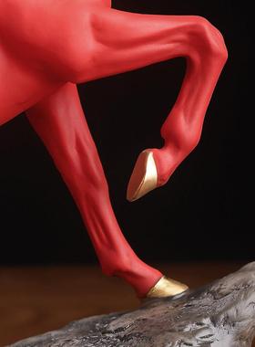 《以梦为马》中国红色陶瓷马招财摆件马到成功 办公室陶瓷工艺品