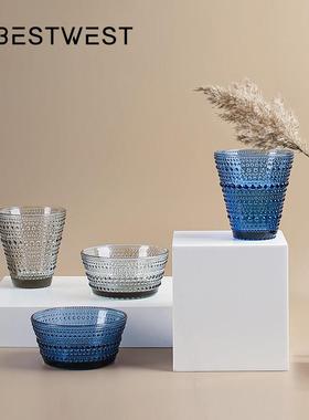 BESTWEST玻璃水杯盘子客厅餐厅样板房现代简约家用轻奢装饰摆件