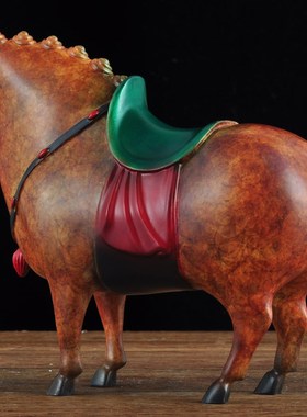 彩铜唐马摆件马到成功生肖马中式工艺品家居客厅装饰品商务礼品