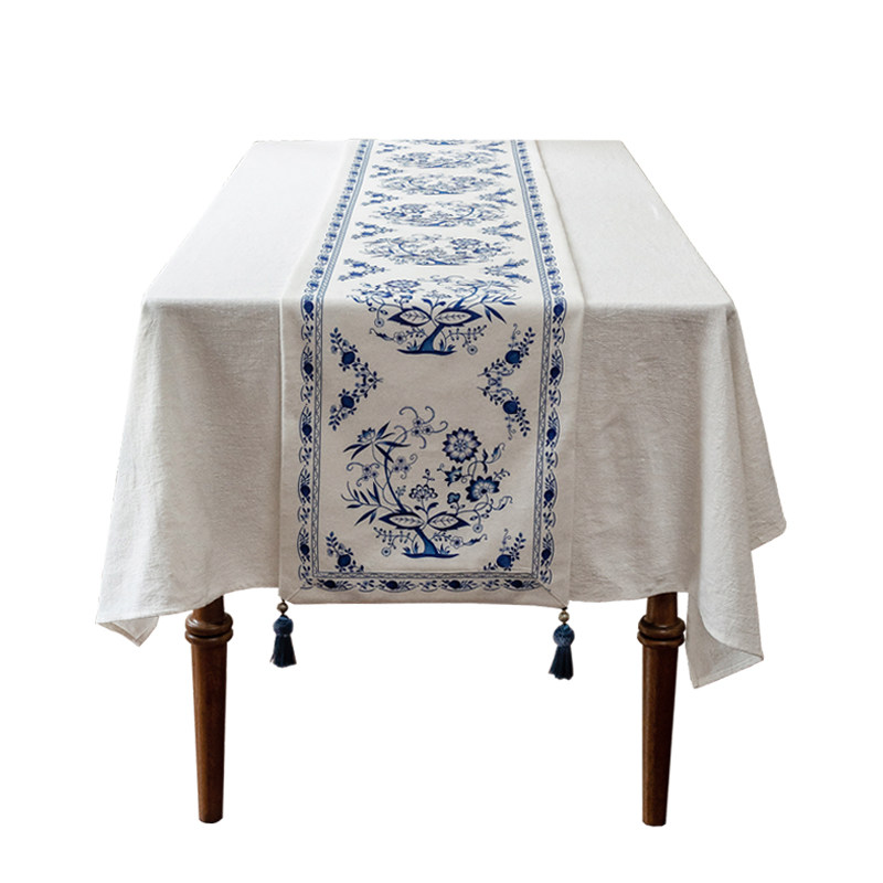 防水桌旗法式桌布新中式氛围感茶几桌布边柜盖布长条青花台布定制,淘宝优惠券,粉丝福利购,淘宝优惠卷