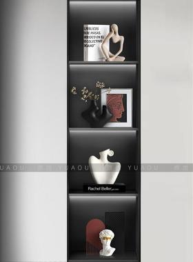 轻奢酒柜装饰品摆件意式陶瓷花瓶高级感开放格陈设客厅电视柜摆设