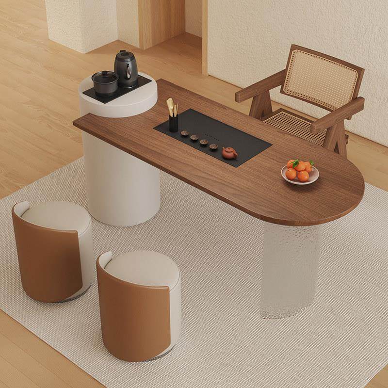 创意阳台小茶桌实木一体泡茶桌椅家用客厅办公室压克力悬浮小茶台,淘宝优惠券,粉丝福利购,淘宝优惠卷