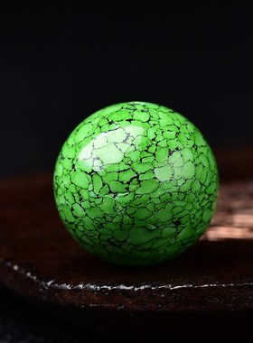 菜籽黄绿松石散珠圆单珠配饰顶珠天然湖北原矿配珠子网花老型桶珠