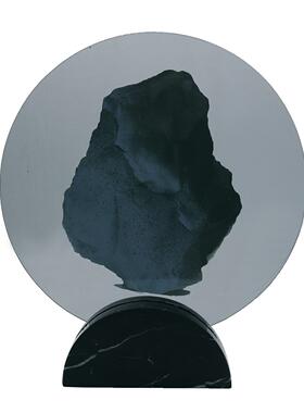 新中式创意摆件样板房会所酒店软装配饰钢化玻璃家居饰品工艺品