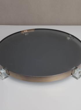 豪克创意家居欧洲轻奢水晶金属托盘装饰样板间销售部书房客厅餐厅