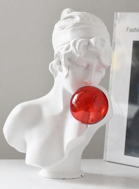 吹红泡泡女孩雕像人物雕塑轻奢艺术创意客厅样板间玄关装饰品摆件