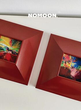 NOMOON高级感抽象中古挂画现代美学立体框红色系撞色包豪斯装饰画