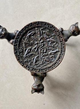 0仿古三猫置顶茶壶盖置茶具摆放居家茶道茶艺桌面摆件杂项收藏