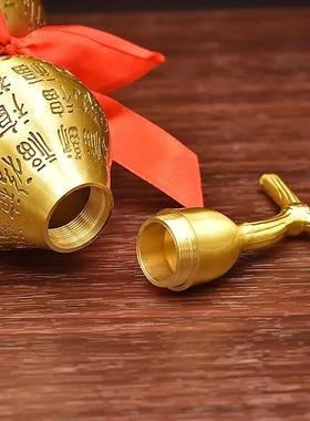 黄铜百福葫芦开盖空心开口福字大中小号客厅办公室桌面工艺品摆件