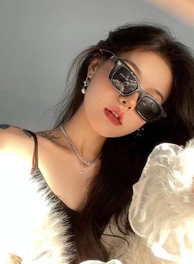 性感甜酷宋智雅同款穿搭墨镜韩版黑色框防紫外线太阳镜眼镜男女潮