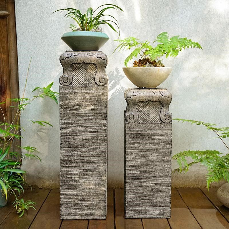 落地摆件祥云柱 人造石柱石墩子客厅玄关仿古展示柱盆景花架底座,淘宝优惠券,粉丝福利购,淘宝优惠卷