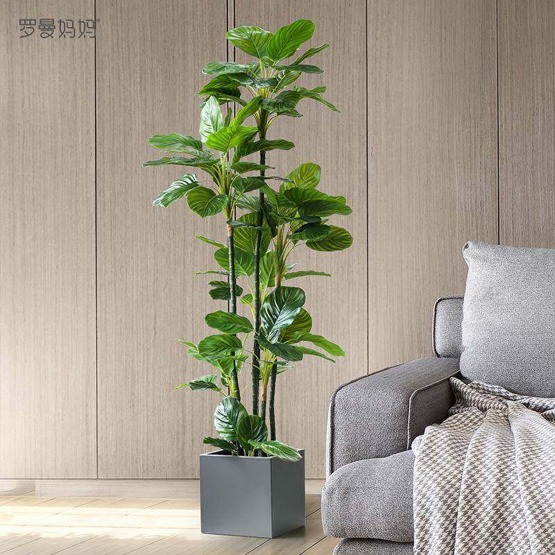 罗曼妈妈北欧大型仿真植物西瓜叶树落地盆栽玄关客厅橱窗装饰摆件,淘宝优惠券,粉丝福利购,淘宝优惠卷