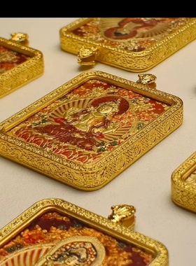 工厂唐卡龙五爷本命佛文殊八大守护神双面浮雕立体吊坠2025新款