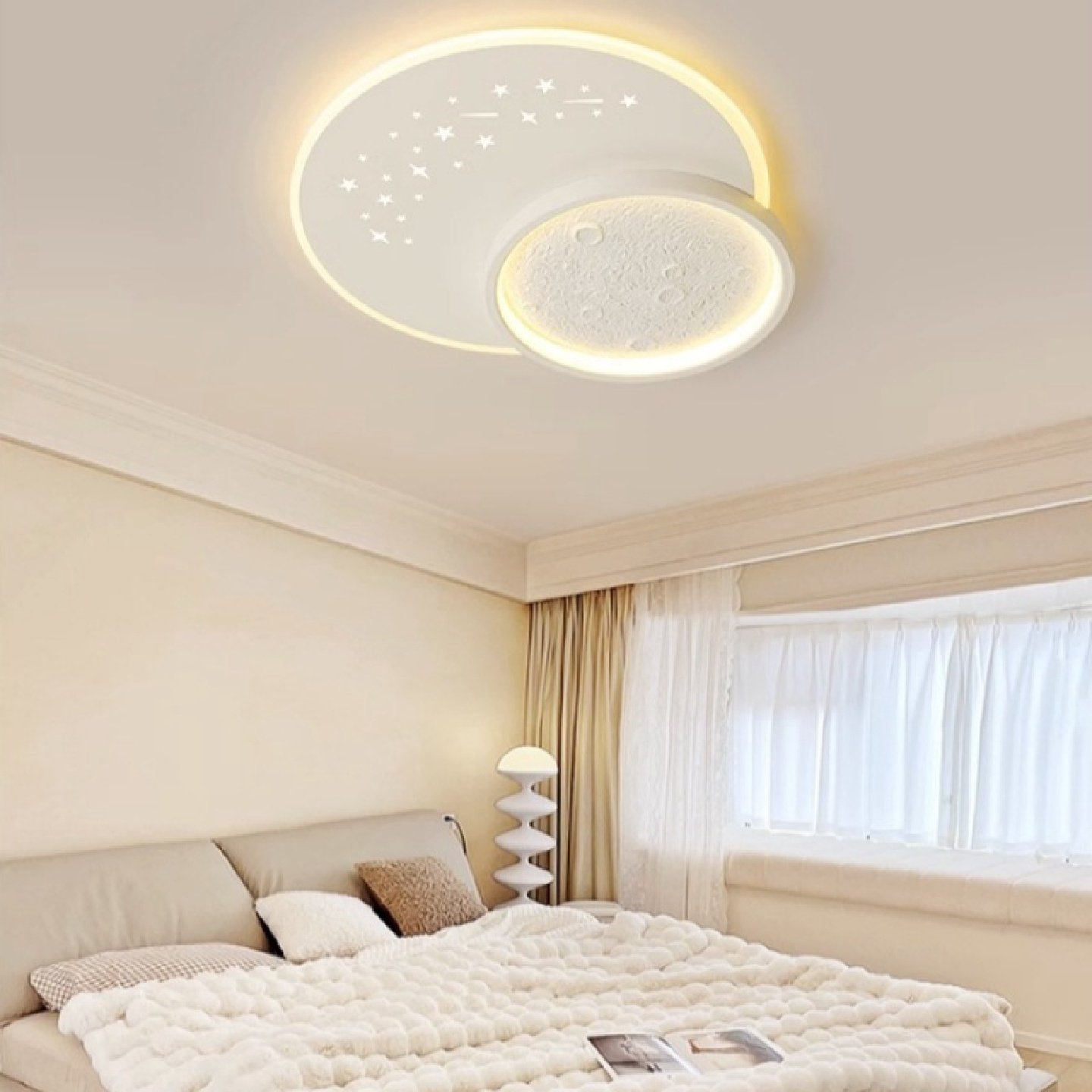 卧室吸顶灯星空月球灯北欧现代简约创意全光谱护眼儿童房书房灯具,淘宝优惠券,粉丝福利购,淘宝优惠卷