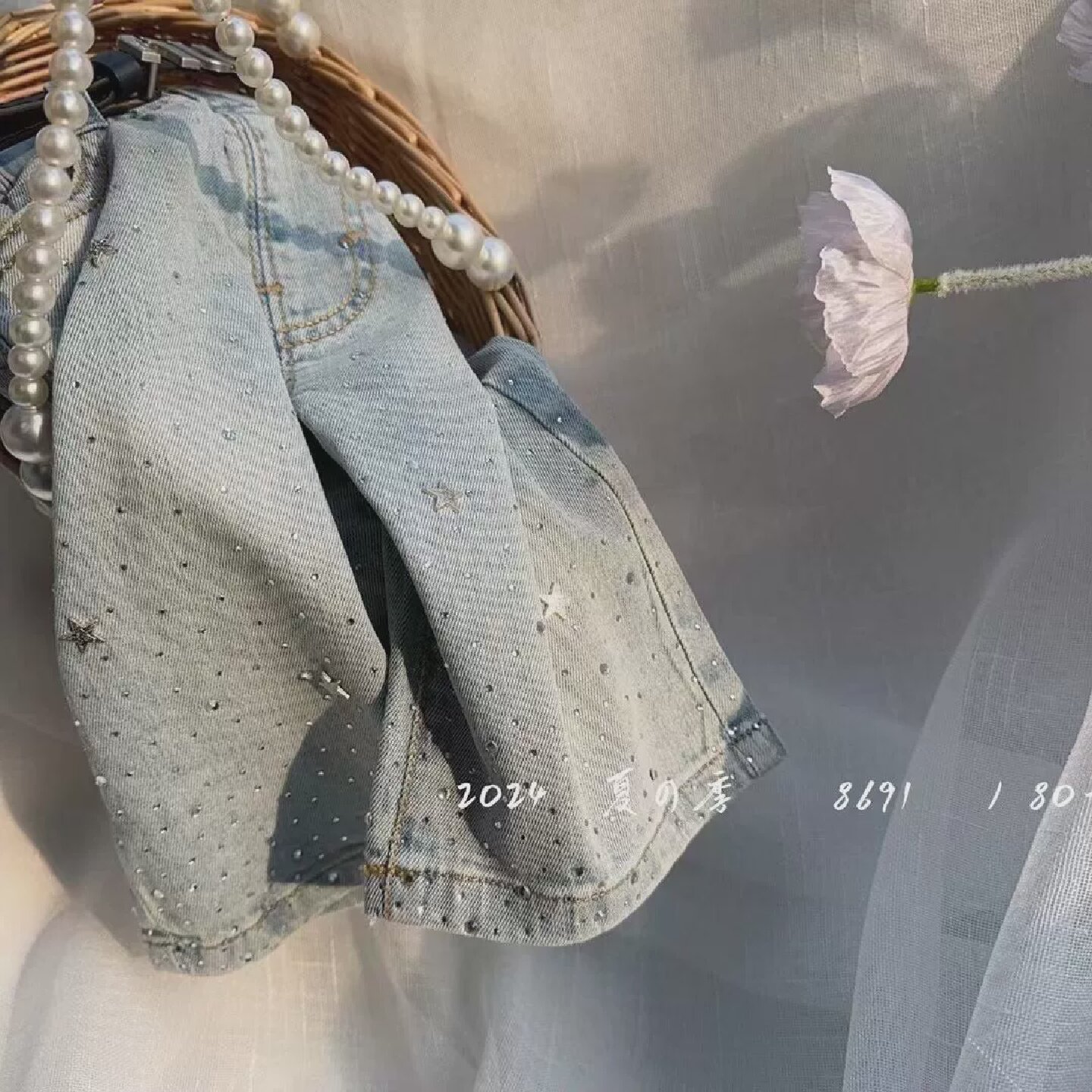 童装裤子女童春夏季烫钻牛仔7分裤弹力覆古韩版新品直筒裤2024爆