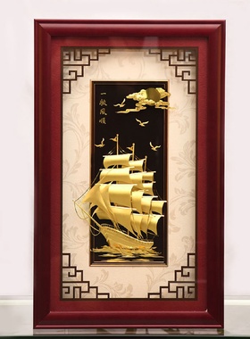 立体金箔孔雀中式挂画茶室酒店大堂装饰画乔迁开业公司年会活动礼