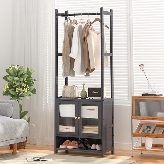 Clothes rack floor-standing bedroom hanging rack household room hanging clothes rack multi-function integrated storage rack