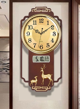 新中式挂钟客厅家用网红高档旺宅墙上石英钟时尚大气时钟挂墙钟表