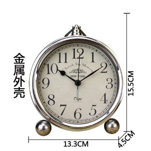 金属欧式复古闹钟厂家批发创意时尚桌面静音台钟新款座钟工厂 - 图3