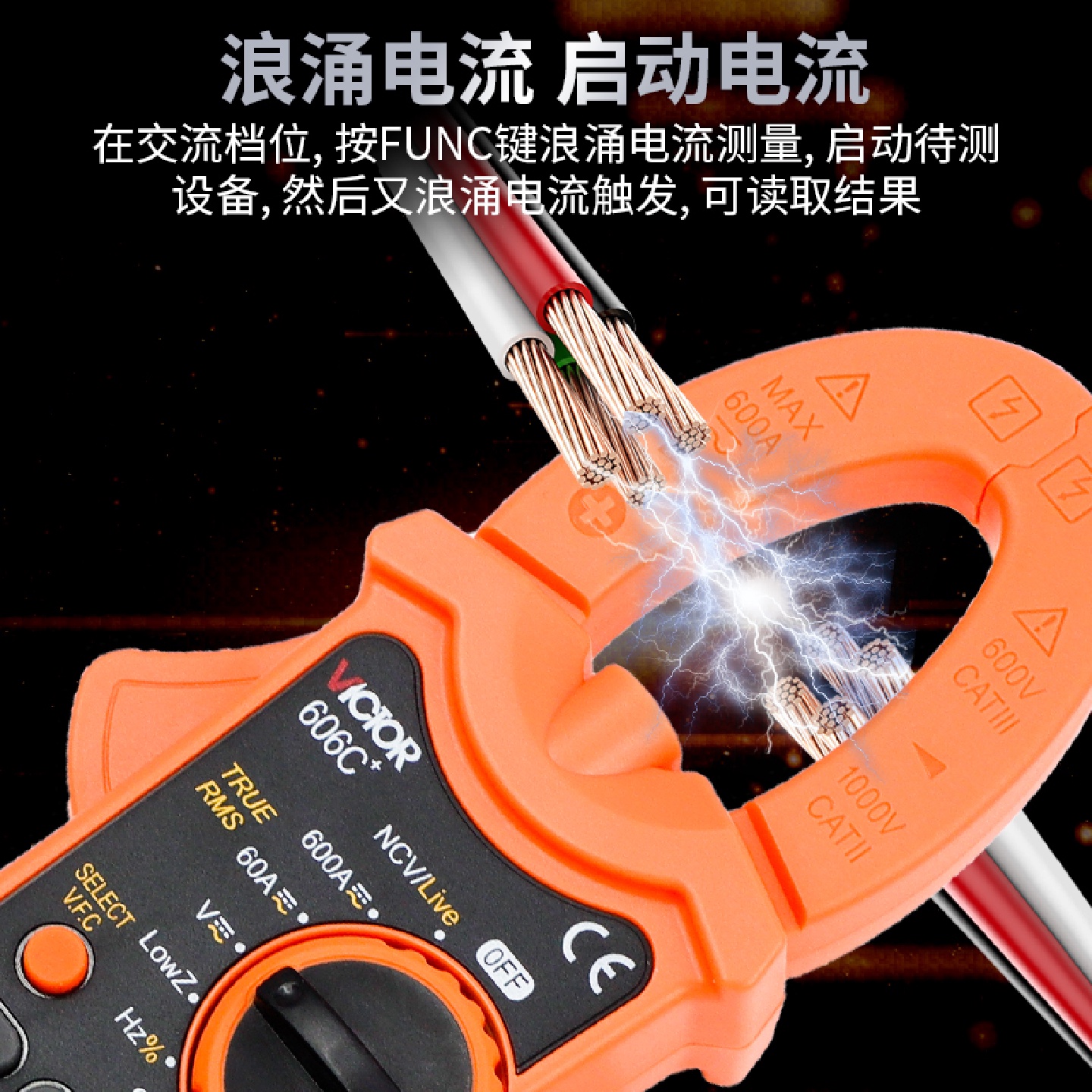 钳形万用表数字VC606A钳型电流表高精度电工表钳表 - 图0