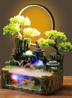 小型假山鱼缸客厅家用循环水流水喷泉水景小造景风水轮生财摆件
