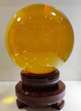 精品金黄色水晶风水球招财镇宅客厅玄关电视柜办公桌家居装饰摆件