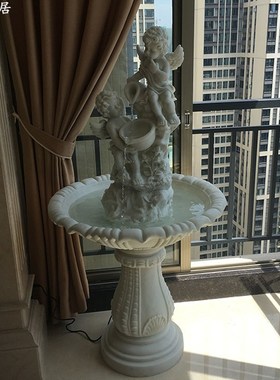 大型园林水景喷泉 庭院假山流水鱼池摆件 欧式婚庆花园天使水循环