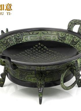 包邮新款聚宝盆青铜器仿古摆件明文炉工艺品风水摆设装饰古玩客厅