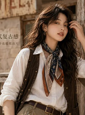 腰果花丝巾头巾三角巾女叠穿配饰牛仔裤腰带腰间屁帘旅游搭配衬衫