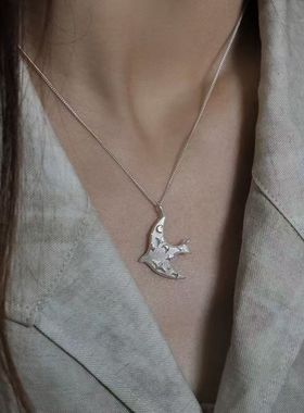 星月飞鸟项链复古精致高级感小众气质百搭轻奢时尚趣味萌个性颈链