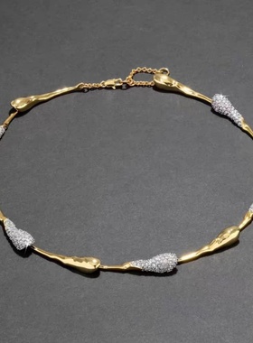 轻奢简约金色水滴形项链女朋克个性轻奢时尚高级感精致气质首饰