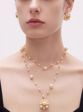 张泽禹同款海屿系列海花珍珠拉丝项链多种戴法精致时尚百搭优雅