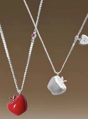 吴昕同款岁岁平安拉丝红苹果珐琅吊坠女小众设计高级感气质项链