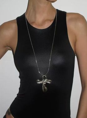 中古花瓣十字毛衣链质感时尚个性帅气甜酷男女款通用设计百搭小众