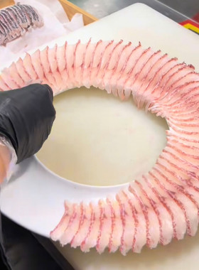 刺身摆盘装饰摆件高端海鲜姿造装饰鱼片圆环高档酒店装饰盘小摆件