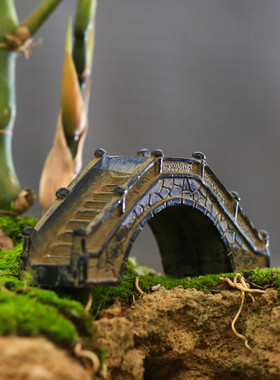 中式复古小桥仿真石拱桥摆件 微缩景观庭院装饰