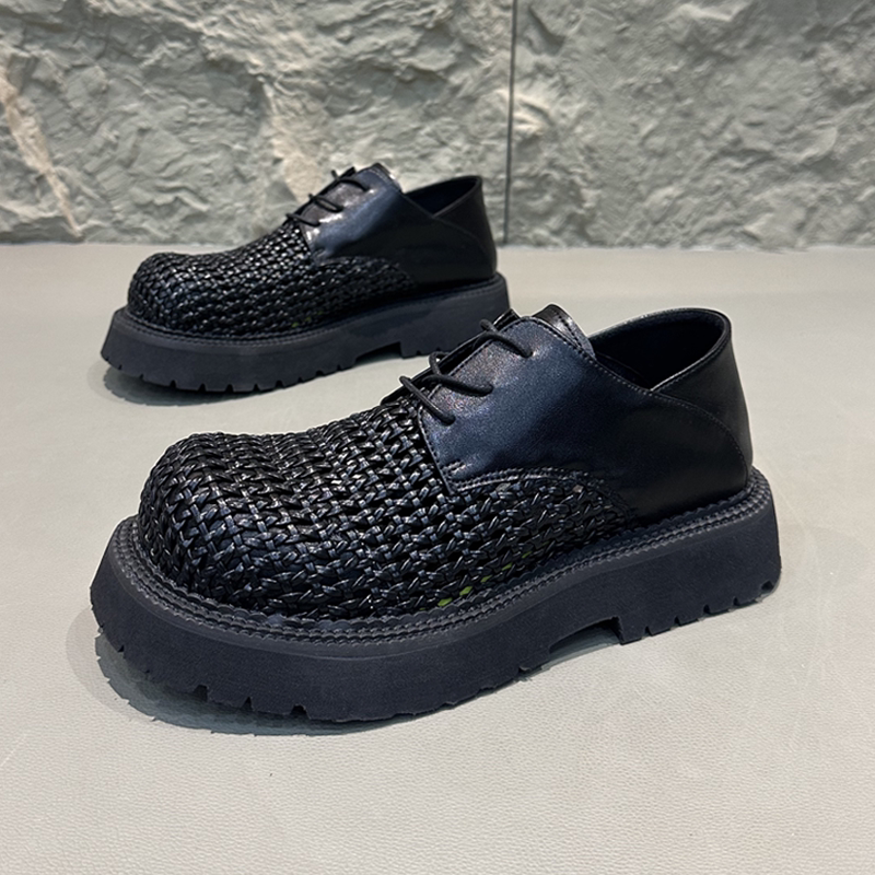 夏季新款手工编织镂空透气男鞋商务休闲厚底增高德比大头皮鞋凉鞋,淘宝优惠券,粉丝福利购,淘宝优惠卷