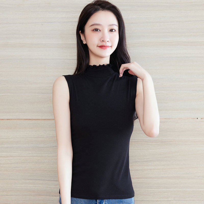 木耳边内搭女夏秋季无袖百搭半高领打底衫潮,淘宝优惠券,粉丝福利购,淘宝优惠卷