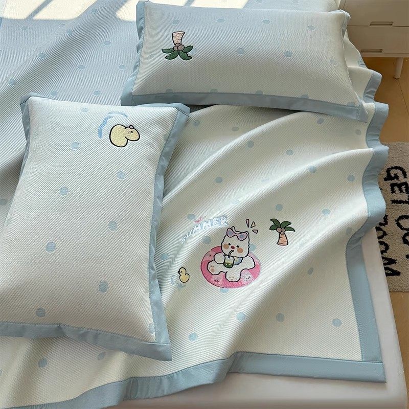 A类母婴级卡通冰豆豆凉席夏天冰丝席夏季空调软席可机洗三件套,淘宝优惠券,粉丝福利购,淘宝优惠卷