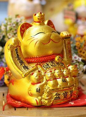 厂家直销10寸陶瓷金色电动摇手招财猫开业摆件收银台家居店铺装饰