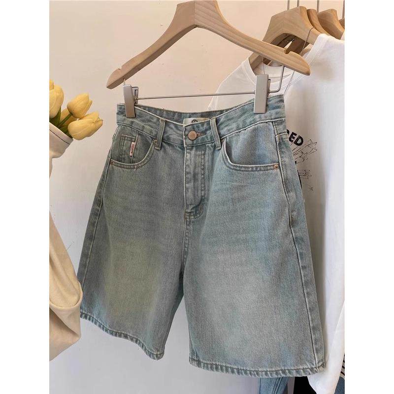 夏季大码薄款浅色直筒牛仔女胖妹妹显瘦a字阔腿五分中裤,淘宝优惠券,粉丝福利购,淘宝优惠卷