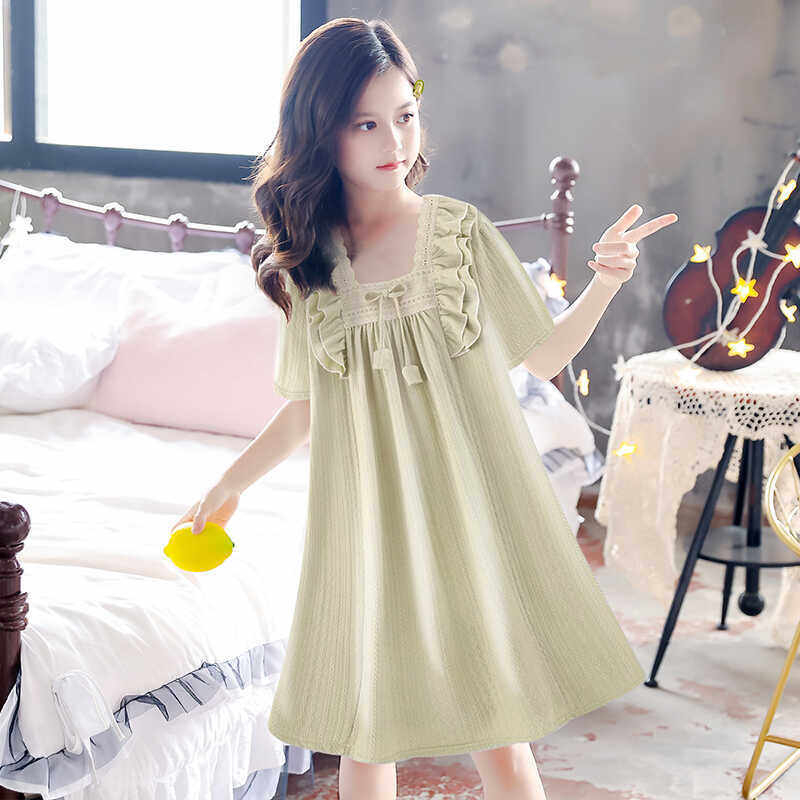 睡裙奶系清新田园风纯棉睡衣女夏天宽松可外穿家居服,淘宝优惠券,粉丝福利购,淘宝优惠卷