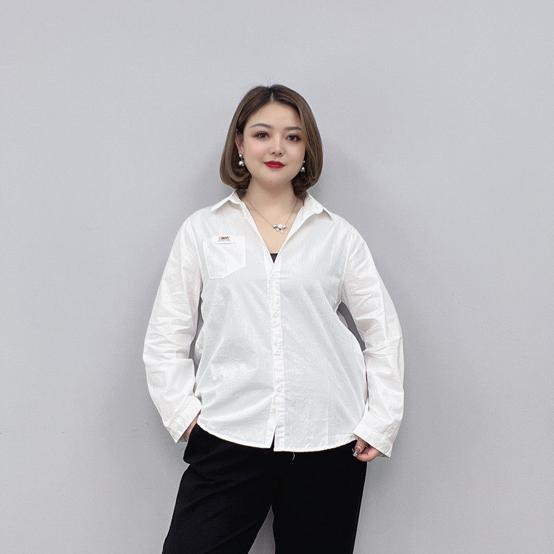 白色衬衫女生春夏秋季长袖大码胖mm打底内搭气质减龄衬衣,淘宝优惠券,粉丝福利购,淘宝优惠卷
