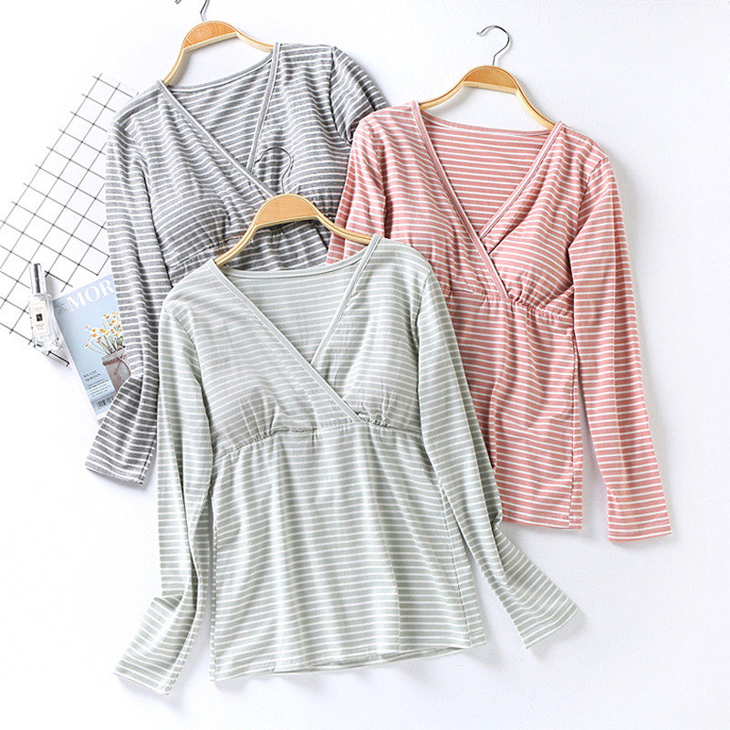 秋冬季纯棉产妇哺乳长袖喂奶衣月子服产后条纹睡衣家居服可外穿,淘宝优惠券,粉丝福利购,淘宝优惠卷