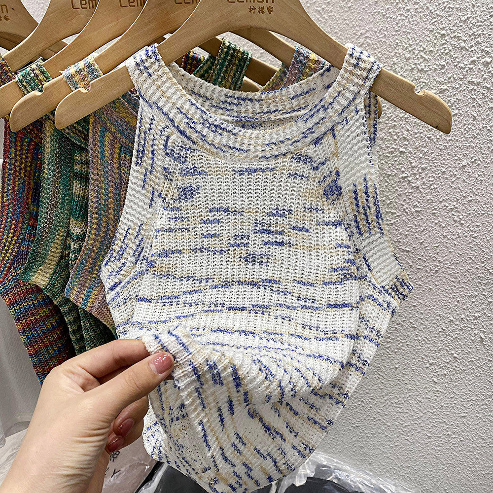 2024条纹女夏季外穿辣妹内搭短款无袖打底衫挂脖,淘宝优惠券,粉丝福利购,淘宝优惠卷