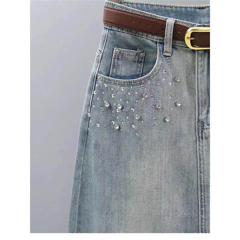 牛仔女2024夏季新款宽松显瘦中长款a字开叉包臀裙,淘宝优惠券,粉丝福利购,淘宝优惠卷