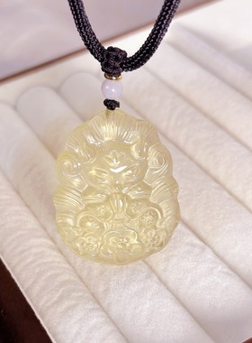 2025将军狐吊坠黄水晶项链女九尾狐复古新中式古风玉石饰品挂件毛