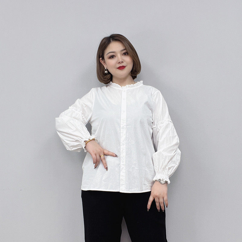 白色衬衫女生春夏秋季长袖大码胖mm打底内搭气质减龄衬衣,淘宝优惠券,粉丝福利购,淘宝优惠卷