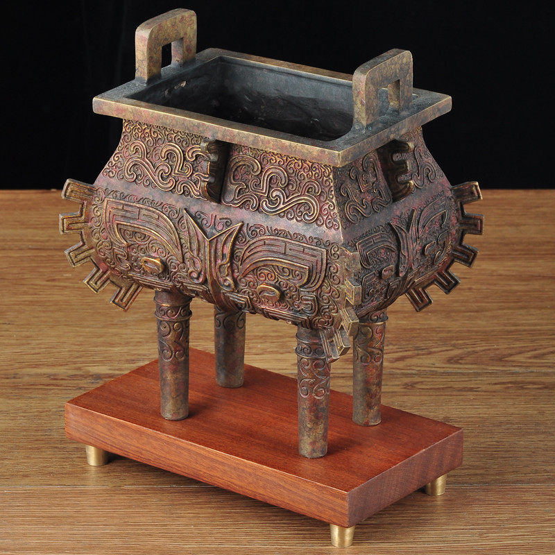 彩铜兽面方鼎摆件铜鼎家居客厅玄关装饰品公司办公室摆设商务礼品,淘宝优惠券,粉丝福利购,淘宝优惠卷